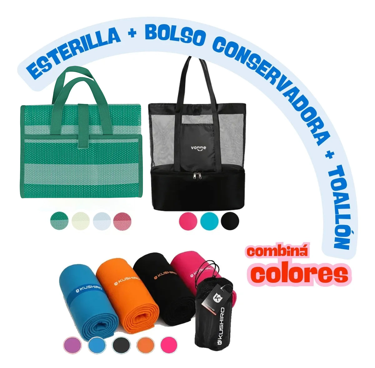 Combo Playero Esterilla + Bolso Conservadora + Toallón