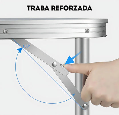 Set Plegable Mesa De Aluminio + 4 Bancos Para Camping