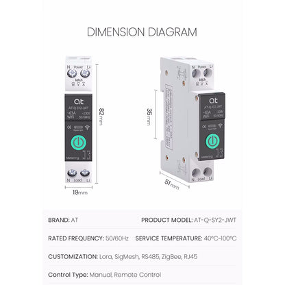 Interruptor Bipolar Wi-Fi Protección de Voltaje Control de Consumo 1-63A