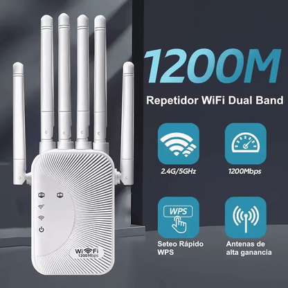 Amplificador señal Wifi Dual 2.4 GHz + 5 GHz 1200 Mbps 6 Antenas