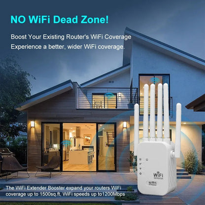 Amplificador señal Wifi Dual 2.4 GHz + 5 GHz 1200 Mbps 6 Antenas